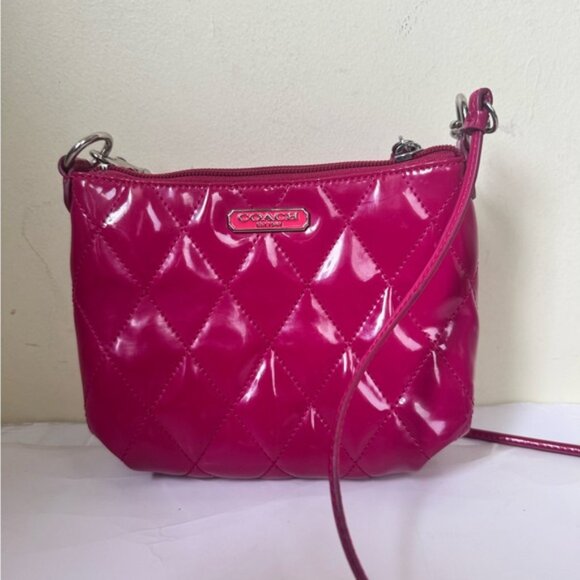 COACH Poppy Mini Willis Quilted Patent Leather Bag Crossbody Shoulder Turnlock - Picture 4 of 16
